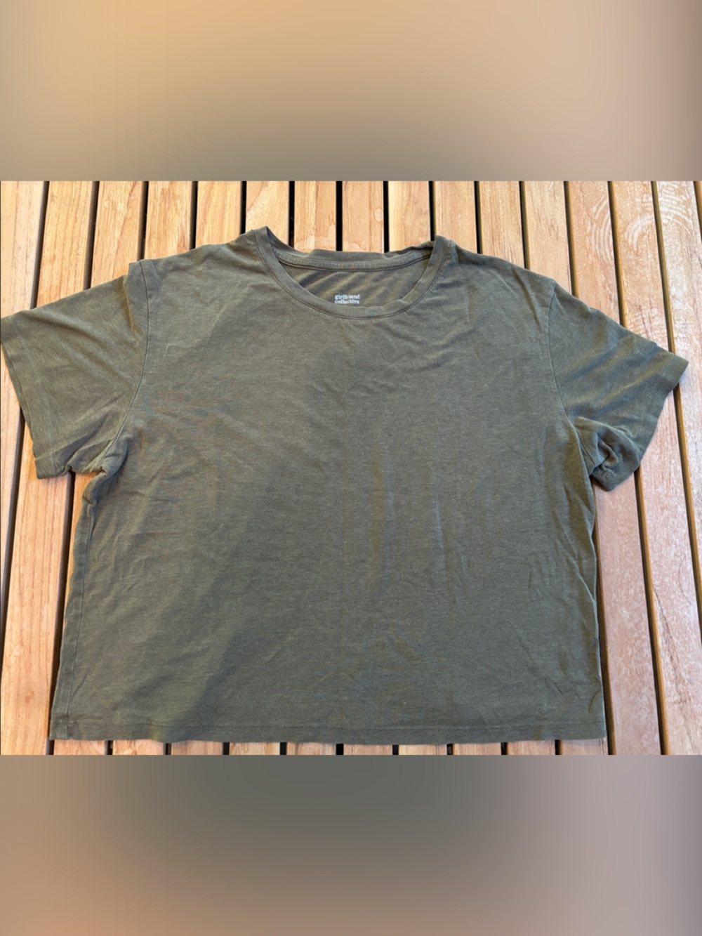 Girlfriend Collective Olive Green Crewneck Short Sleeve Tee